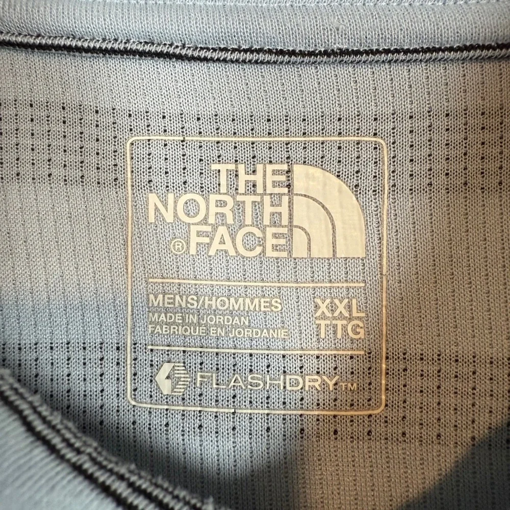 The North Face Mens XXL‎ Polo Shirt Blue Black Stripe Short Sleeve FlashDry